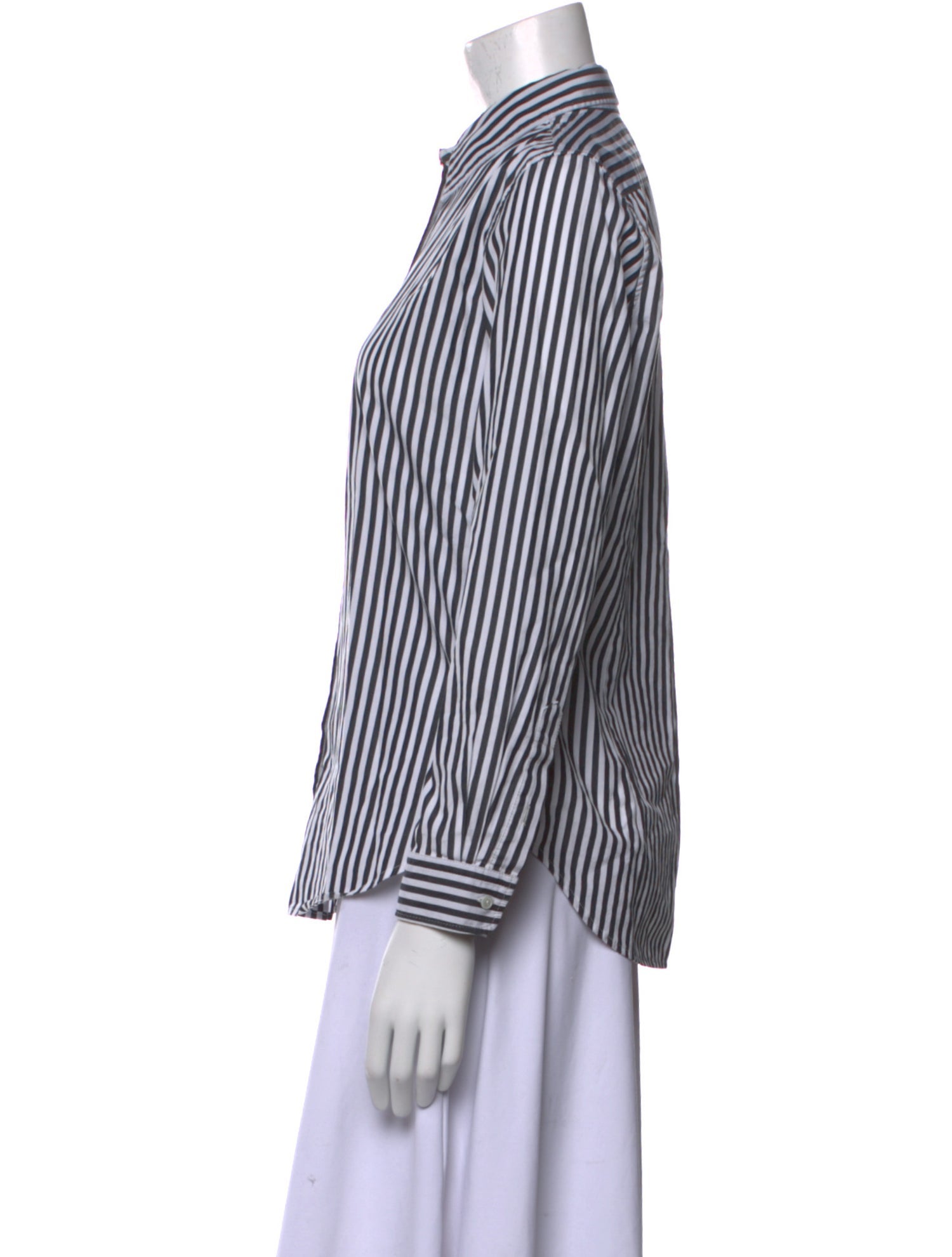 Nili Lotan Striped Long Sleeve Button-Up Top